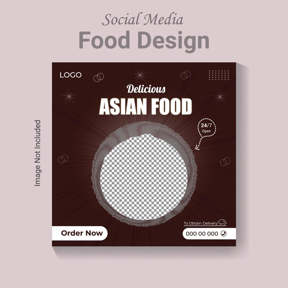 modèle de bannière de nourriture de restaurant de poste de médias sociaux, mise en page d'affiche de restauration rapide de vecteur moderne.