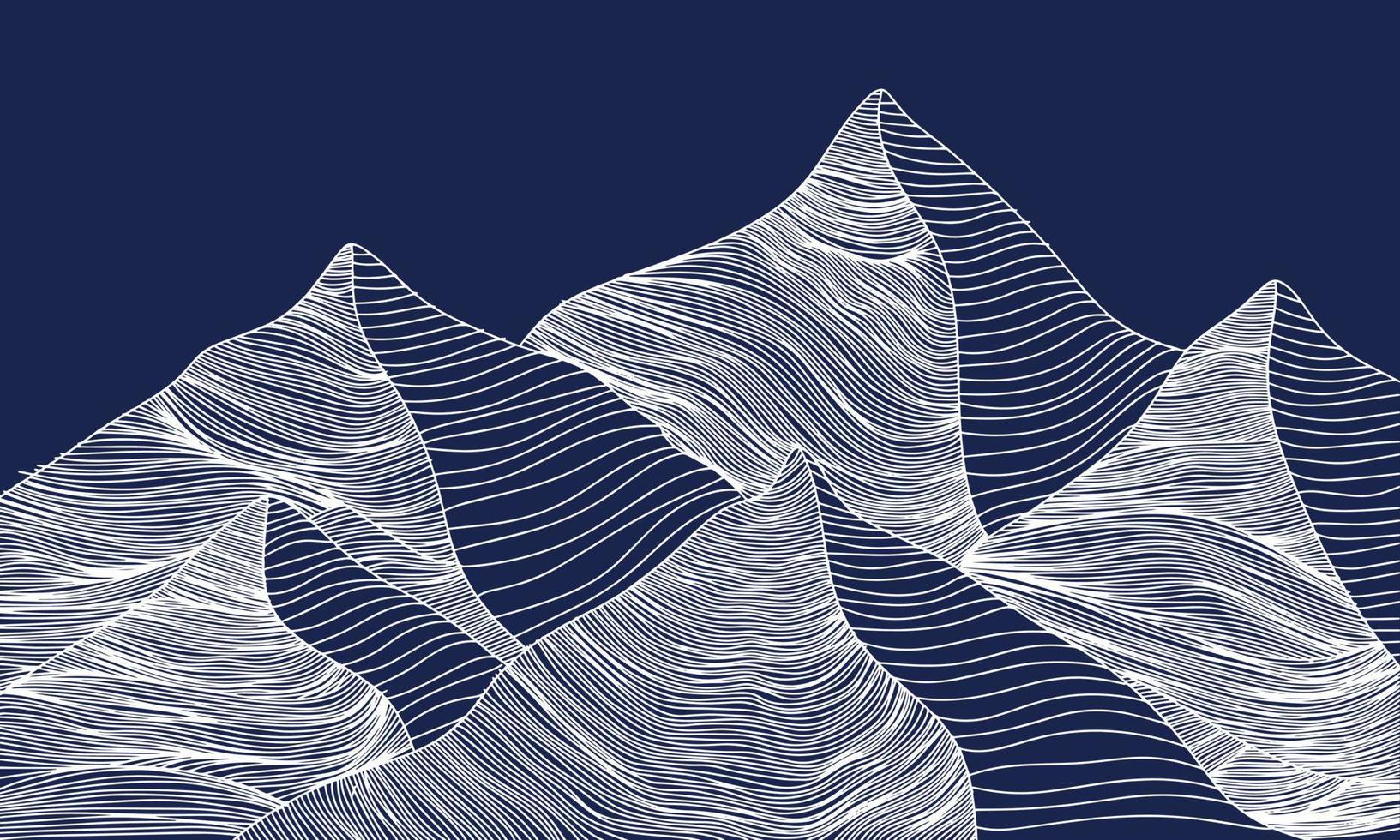 main abstraite dessine des montagnes sur fond sombre. illustration vectorielle. vecteur