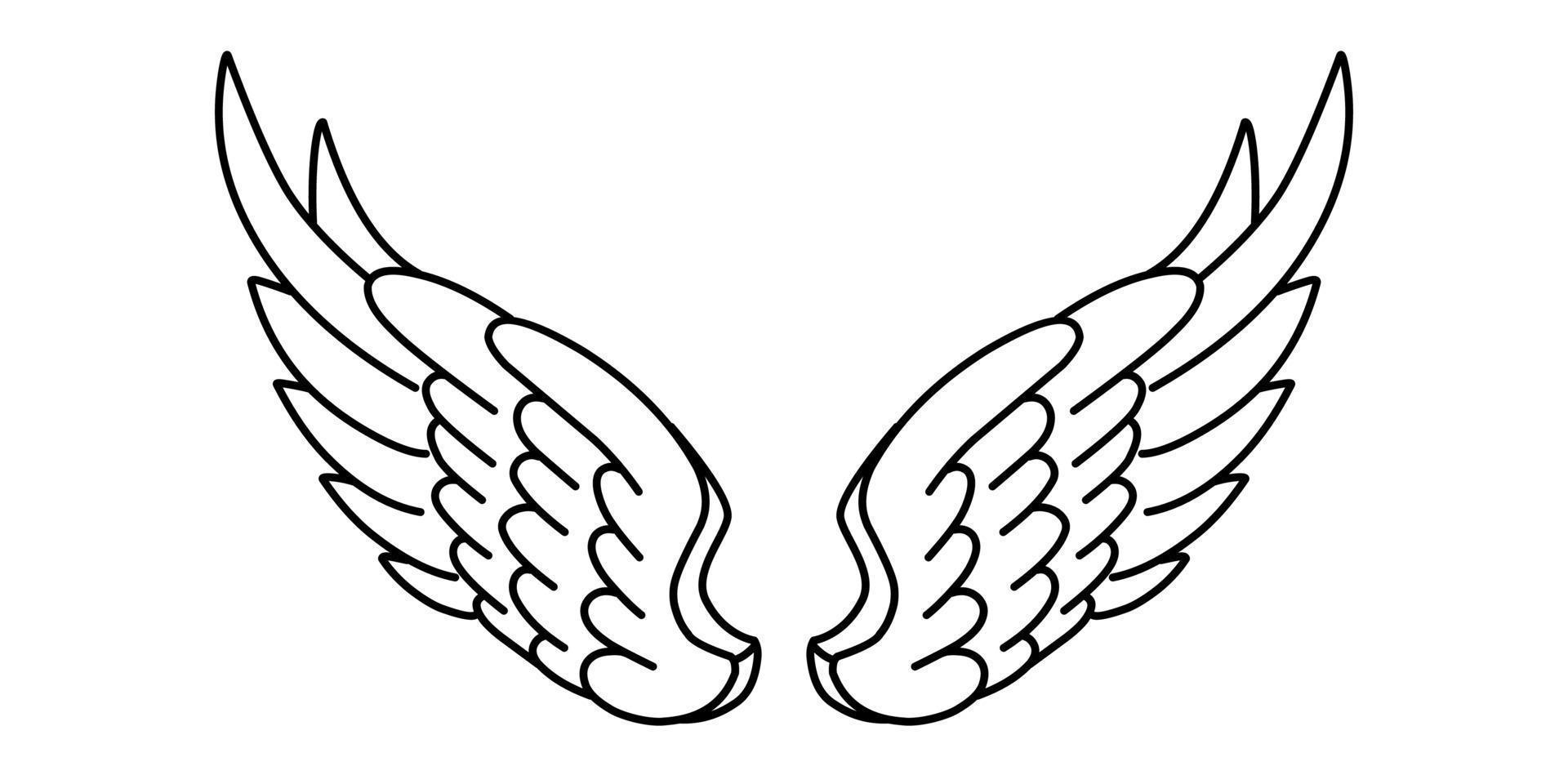 style de dessin au trait ailes d'ange vecteur libre