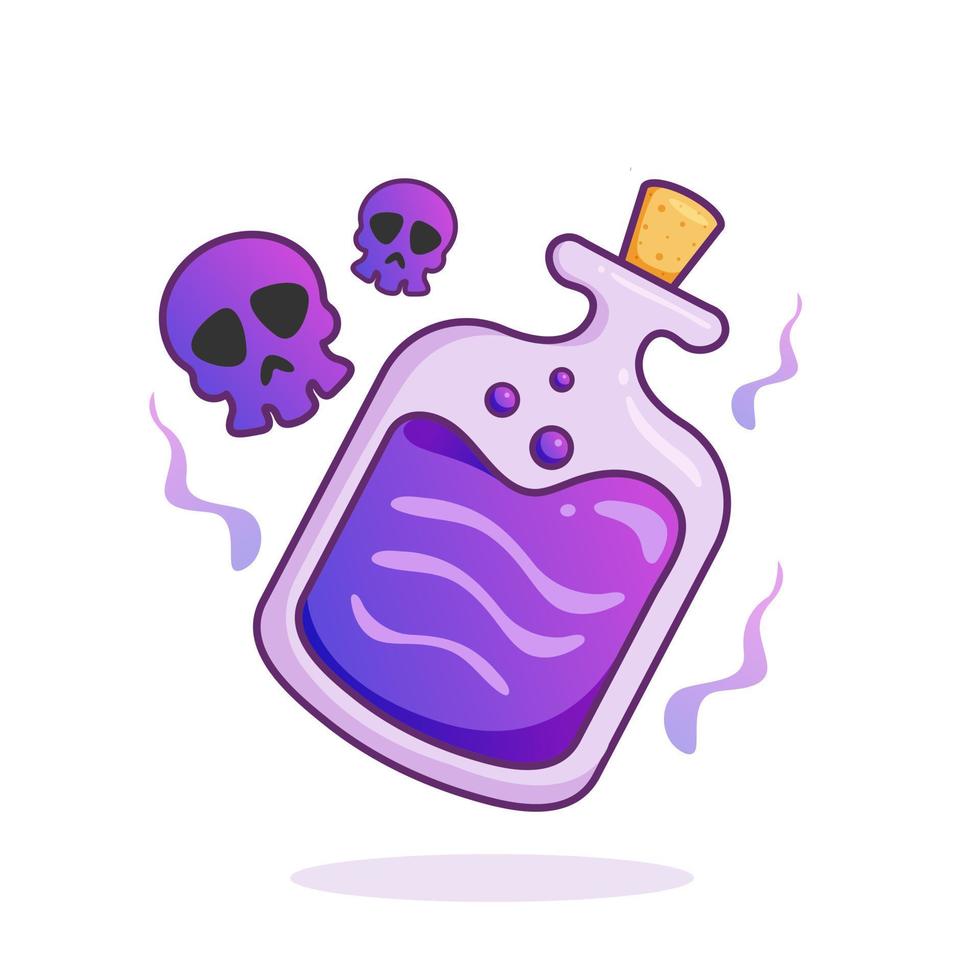 illustration de crâne de poison violet mortel de dessin animé adorable mignon pour mascotte et logo d'icône d'autocollant vecteur
