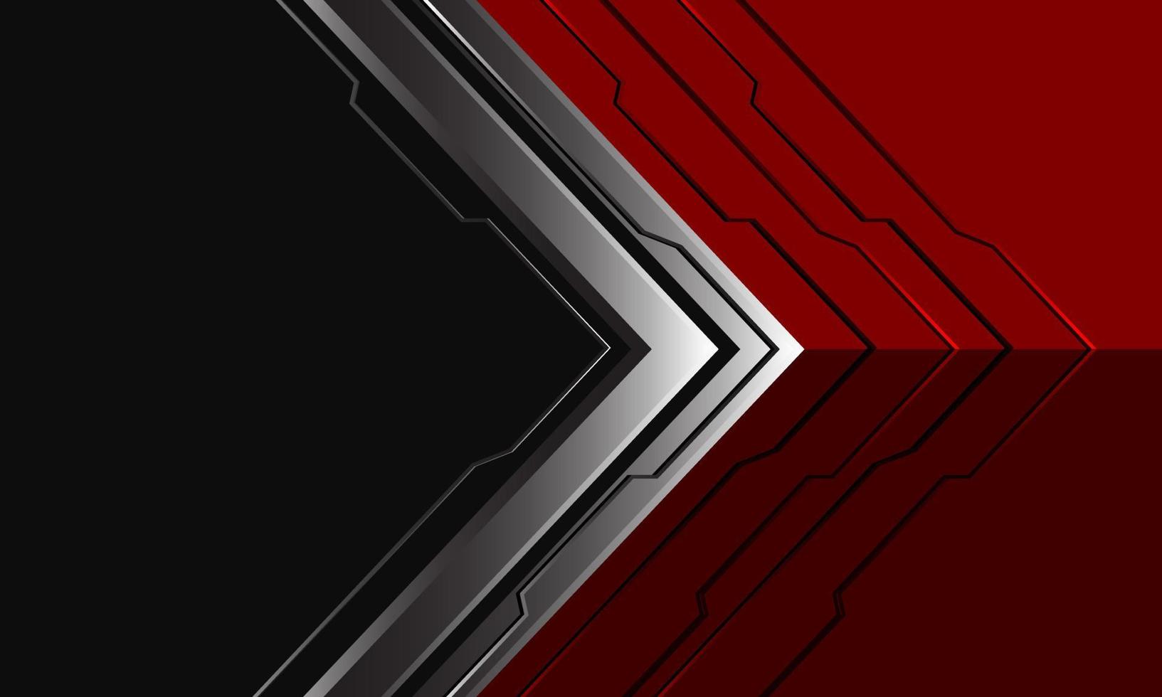 flèche argentée abstraite cyber direction géométrique sur rouge avec espace vide gris foncé conception technologie moderne vecteur de fond futuriste