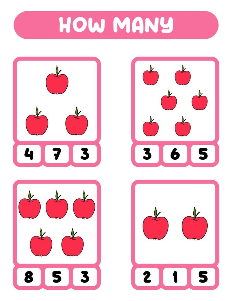 compter combien de pommes. écrivez la réponse. jeux éducatifs pour enfants vecteur