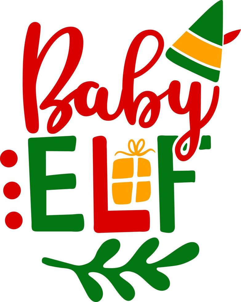 bébé elfe. chemises de noël de famille assorties. cadeau de Noël. noël en famille. autocollant. carte. vecteur