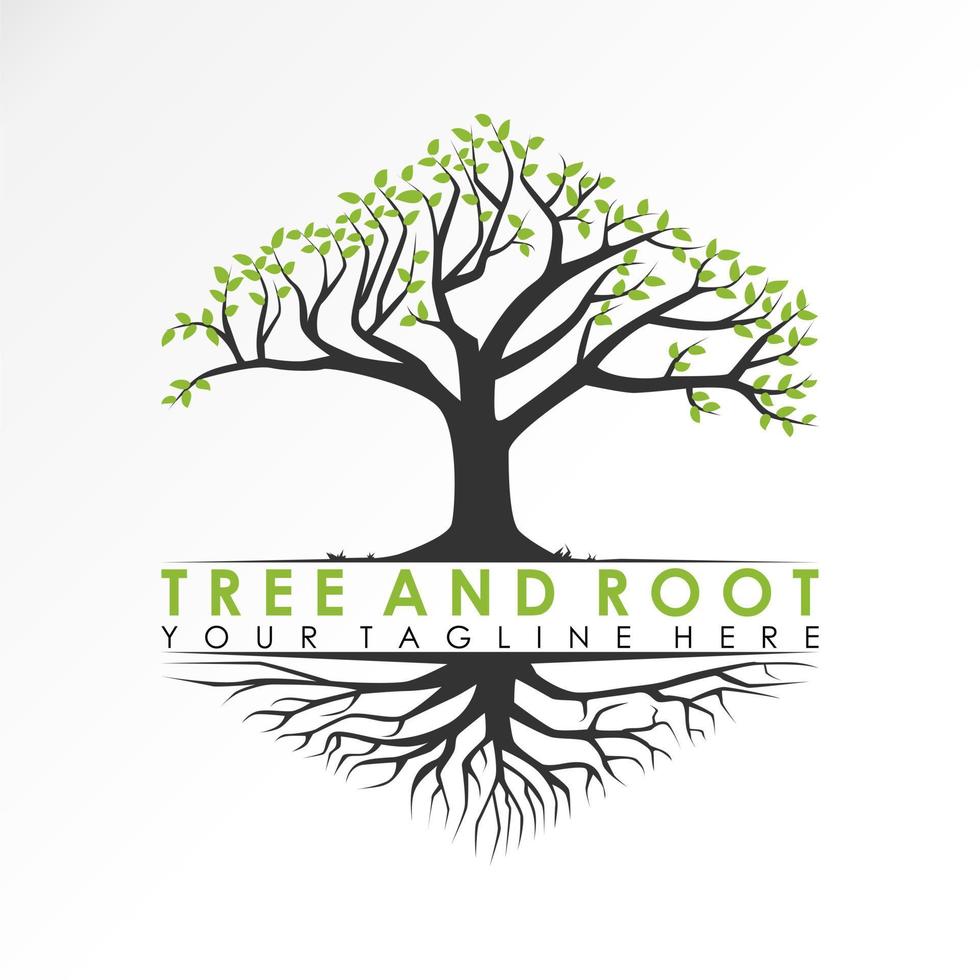 arbre et racine en forme hexagonale image graphique icône logo design concept abstrait vecteur stock. peut être utilisé comme symbole associé à la nature ou à la plante