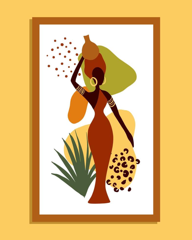 belle femme noire.femme africaine. illustration vectorielle à la mode vecteur