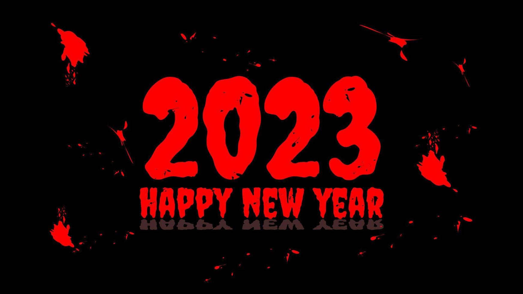 bonne année 2023 vecteur de fond de typographie de texte d'horreur rouge