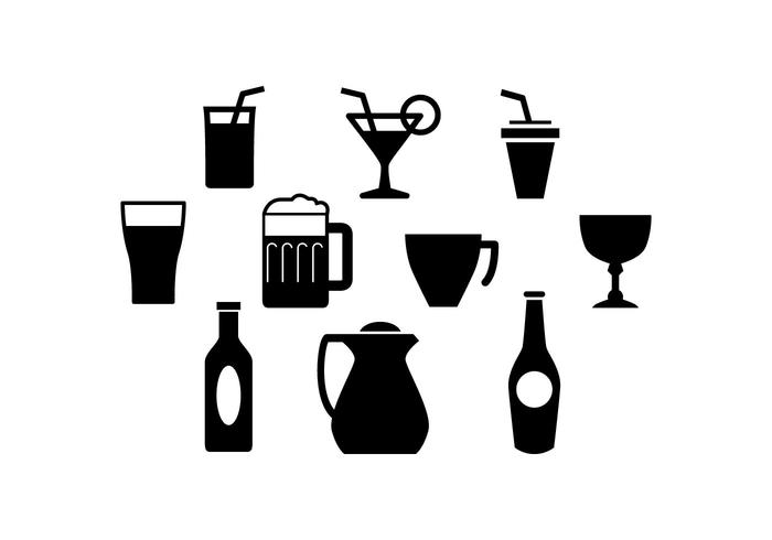 Vecteur d'icônes de silhouette de boisson gratuit