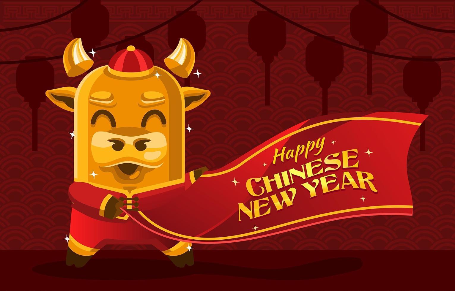 mignon boeuf pour le nouvel an chinois vecteur