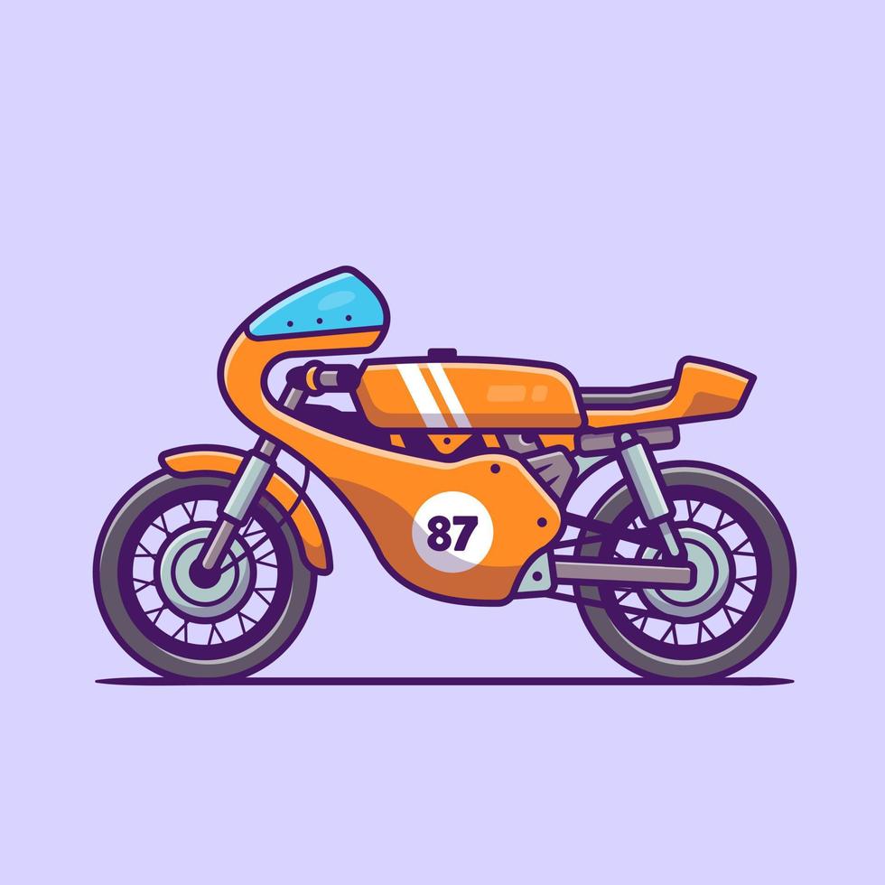 illustration d'icône de vecteur de dessin animé de moto rétro. concept d'icône de véhicule moto isolé vecteur premium. style de dessin animé plat