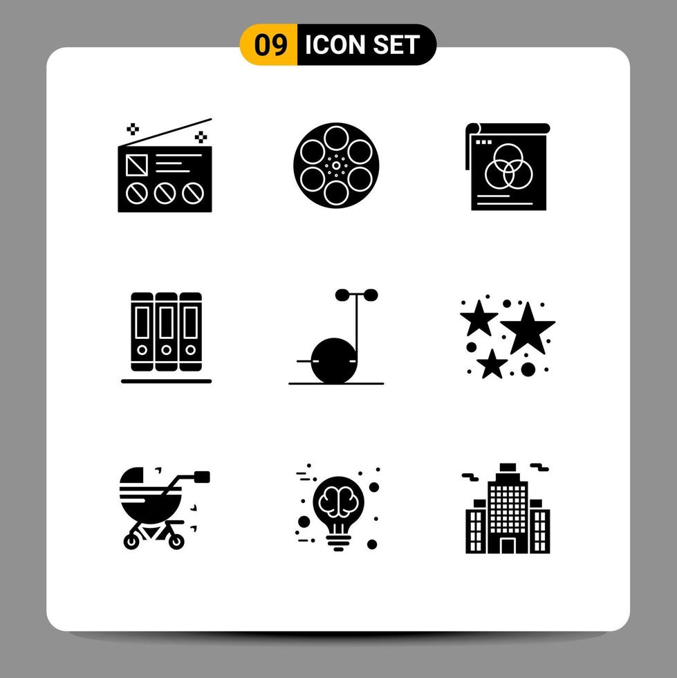 9 glyphes solides vectoriels thématiques et symboles modifiables de livres de réservoir d'éducation motrice fond d'écran éléments de conception vectoriels modifiables vecteur