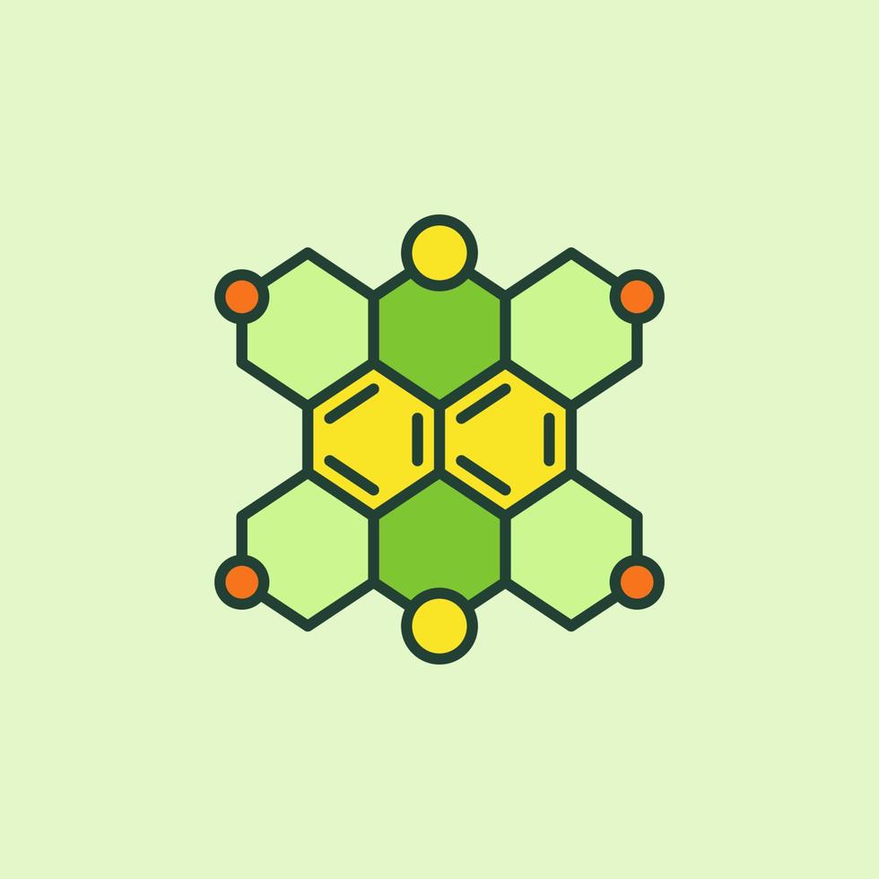 structure moléculaire hexagonale vecteur formule chimique icône colorée