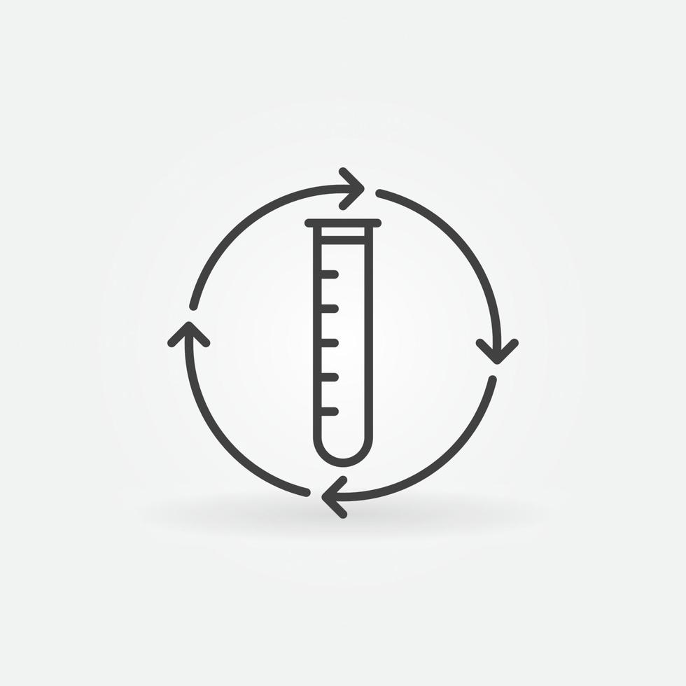 tube à essai avec icône linéaire de concept de vecteur de flèches rondes