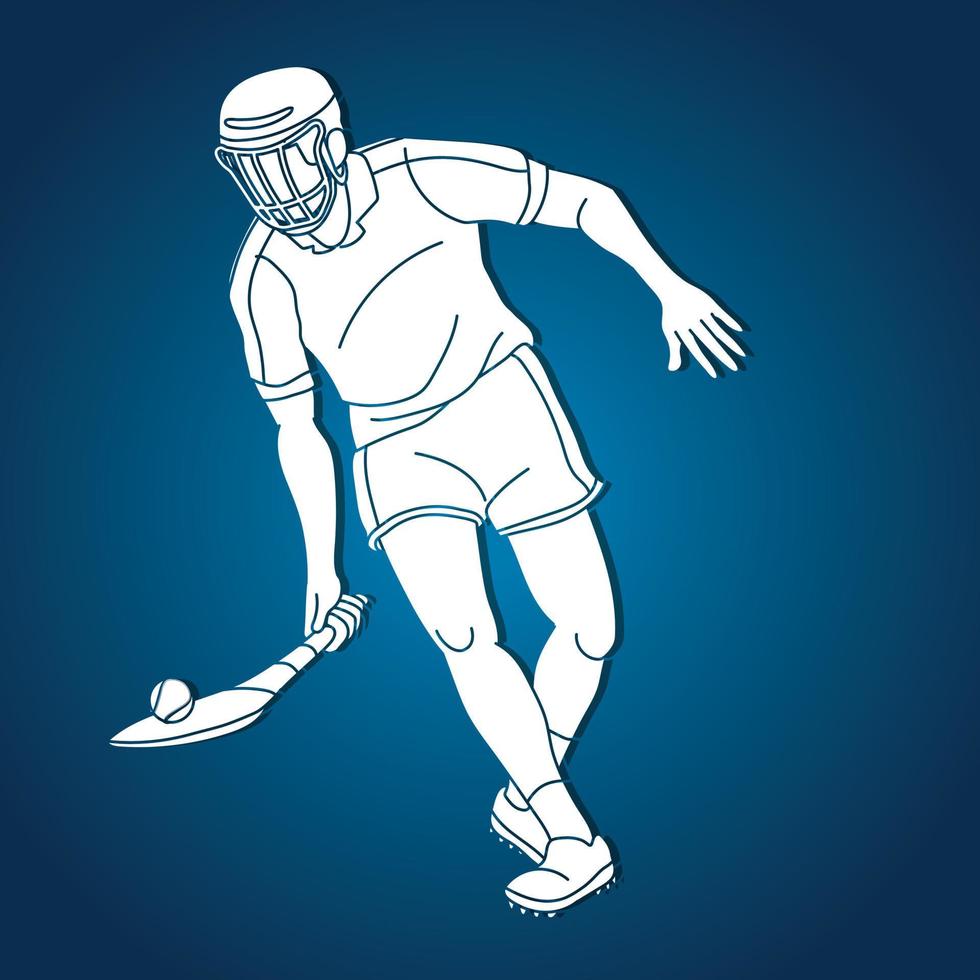 silhouette hurling sport joueur action dessin animé vecteur graphique