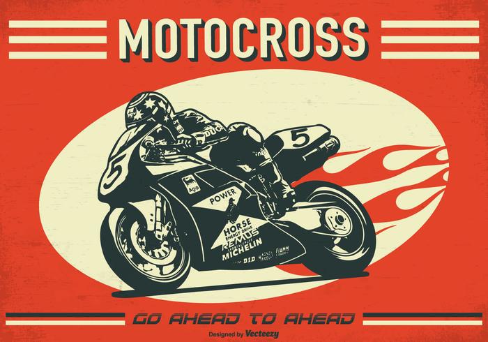 Affiche de vecteur rétro de Motorcross