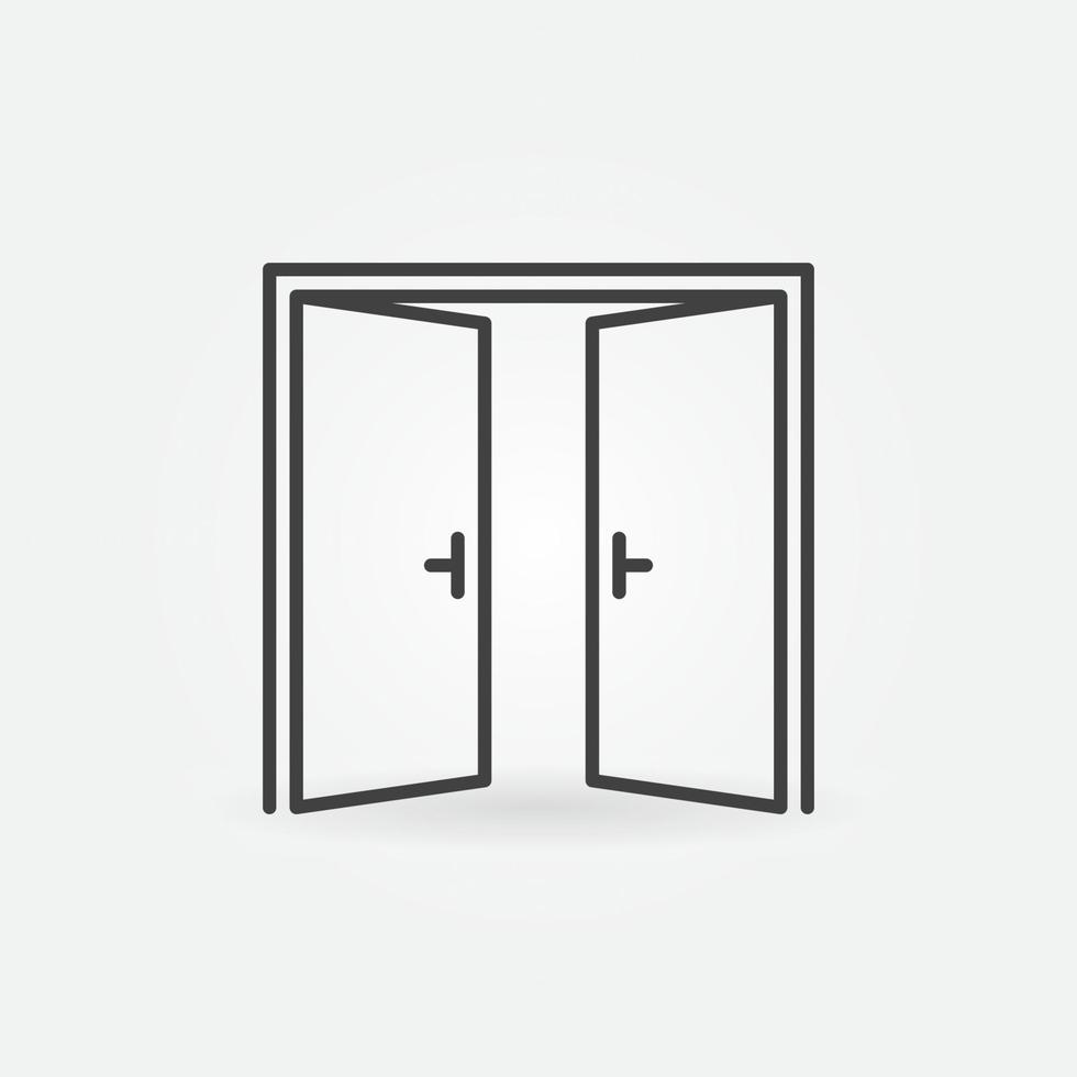 icône de concept de vecteur linéaire de deux portes ouvertes