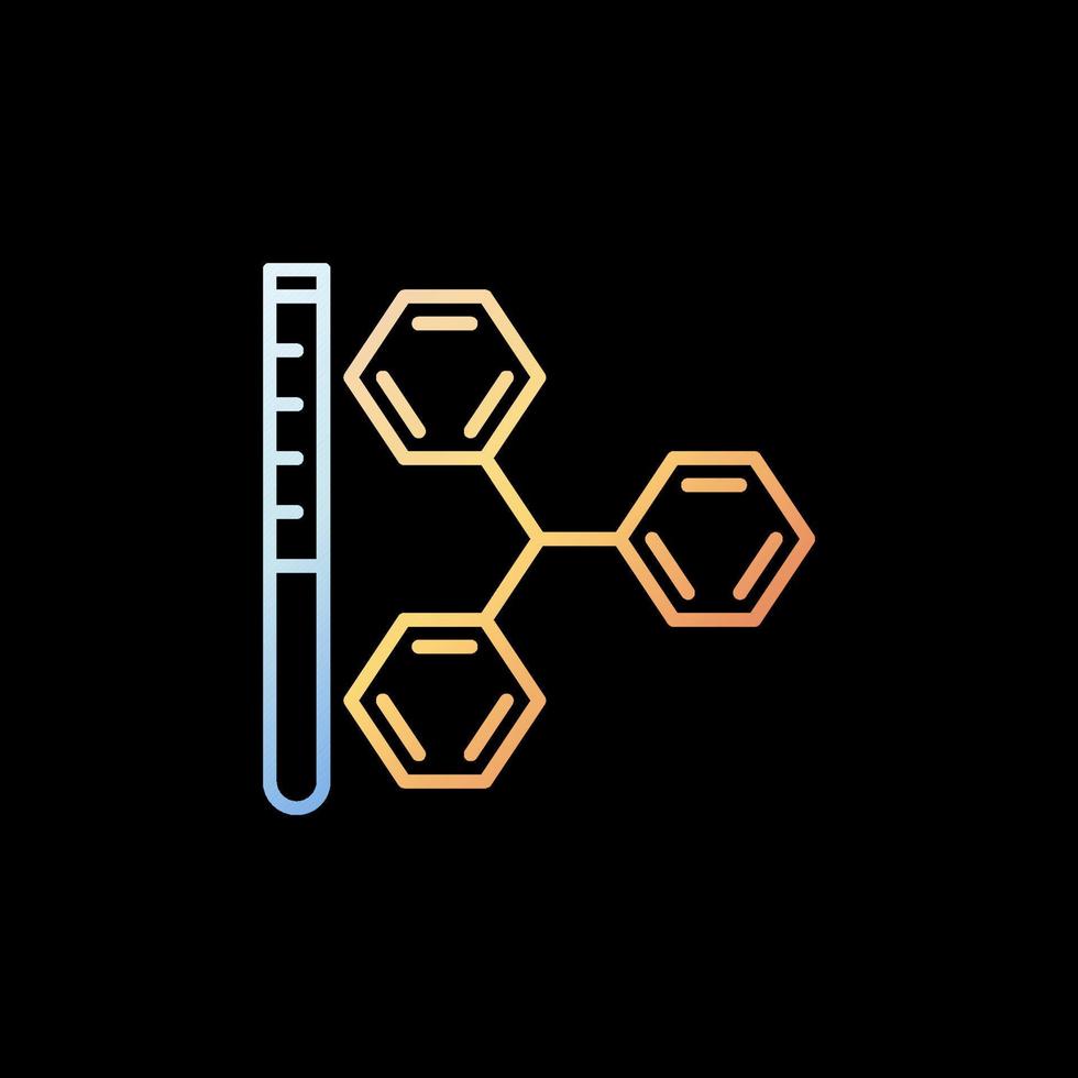 tube à essai avec icône de ligne colorée de formule chimique de vecteur de molécule