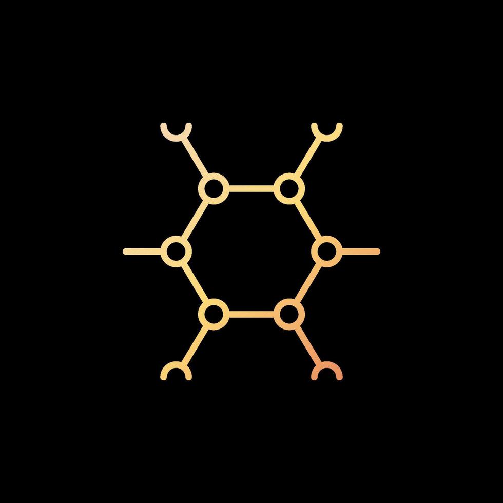 vecteur concept chimie structure moléculaire icône de contour jaune