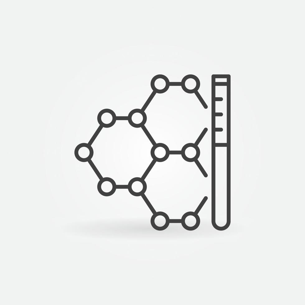 formule chimique avec icône de contour de concept de microbiologie et de chimie de vecteur de tube à essai