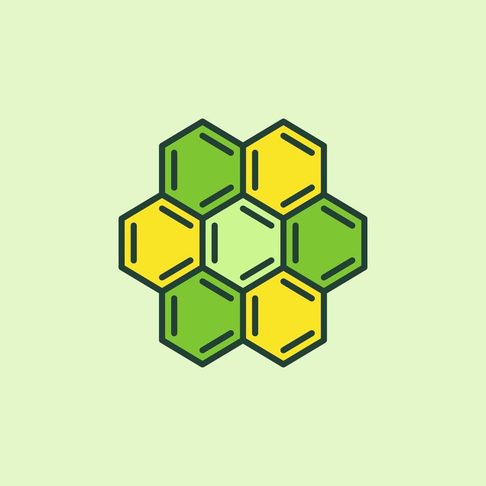 icône colorée de concept de vecteur de structure moléculaire hexagonale chimique