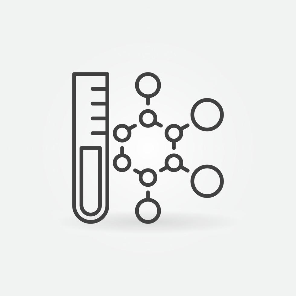 formule chimique avec tube à essai vecteur chimie concept contour icône minimale