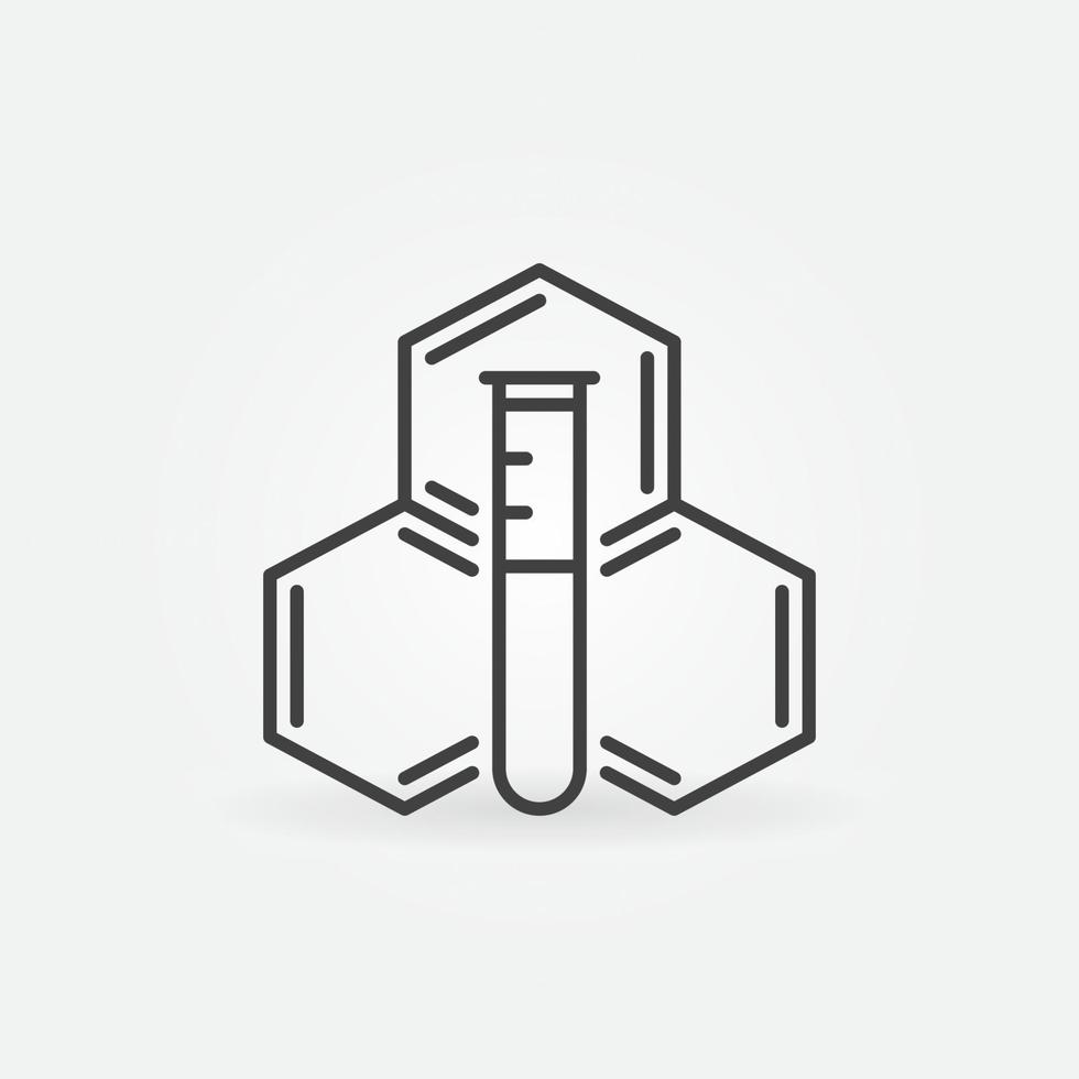 tube à essai avec molécule vecteur chimie formule hexagonale concept contour icône