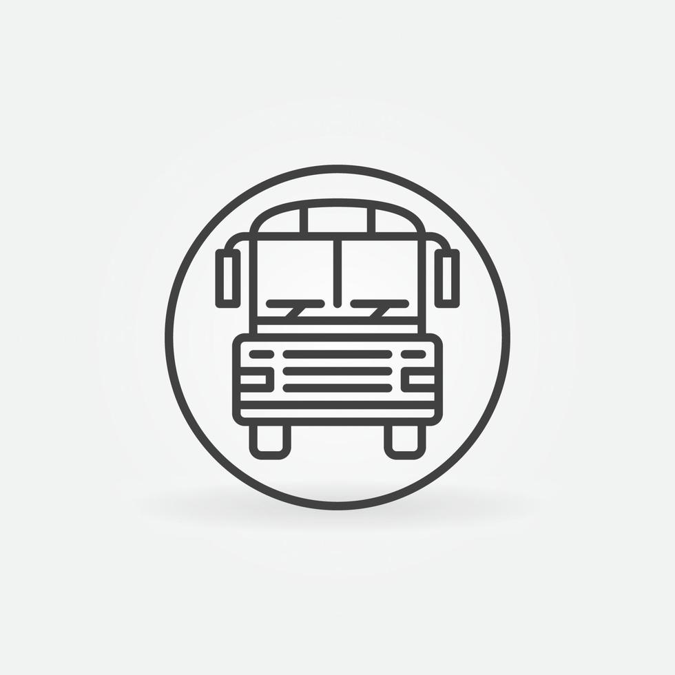 cercle avec l'icône de contour de concept de véhicule de vecteur d'autobus scolaire