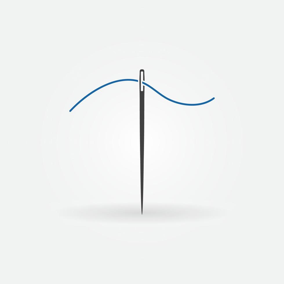 Aiguille avec icône simple vecteur fil bleu - signe de couture