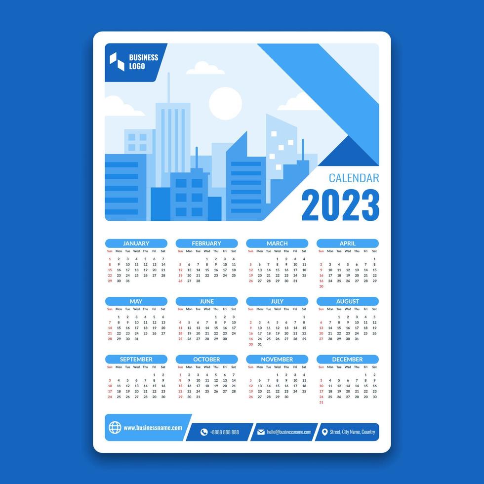 modèle de calendrier d'entreprise 2023 vecteur