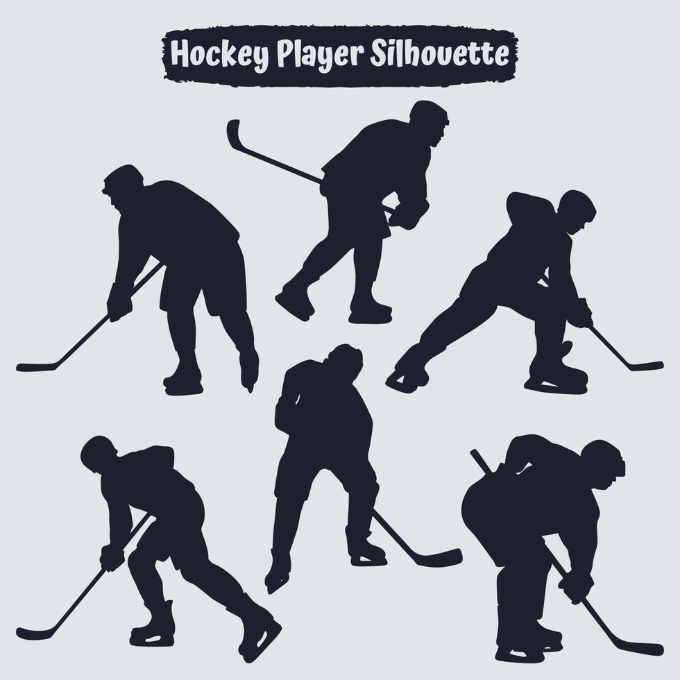 collection de silhouettes de joueurs de hockey dans différentes poses vecteur