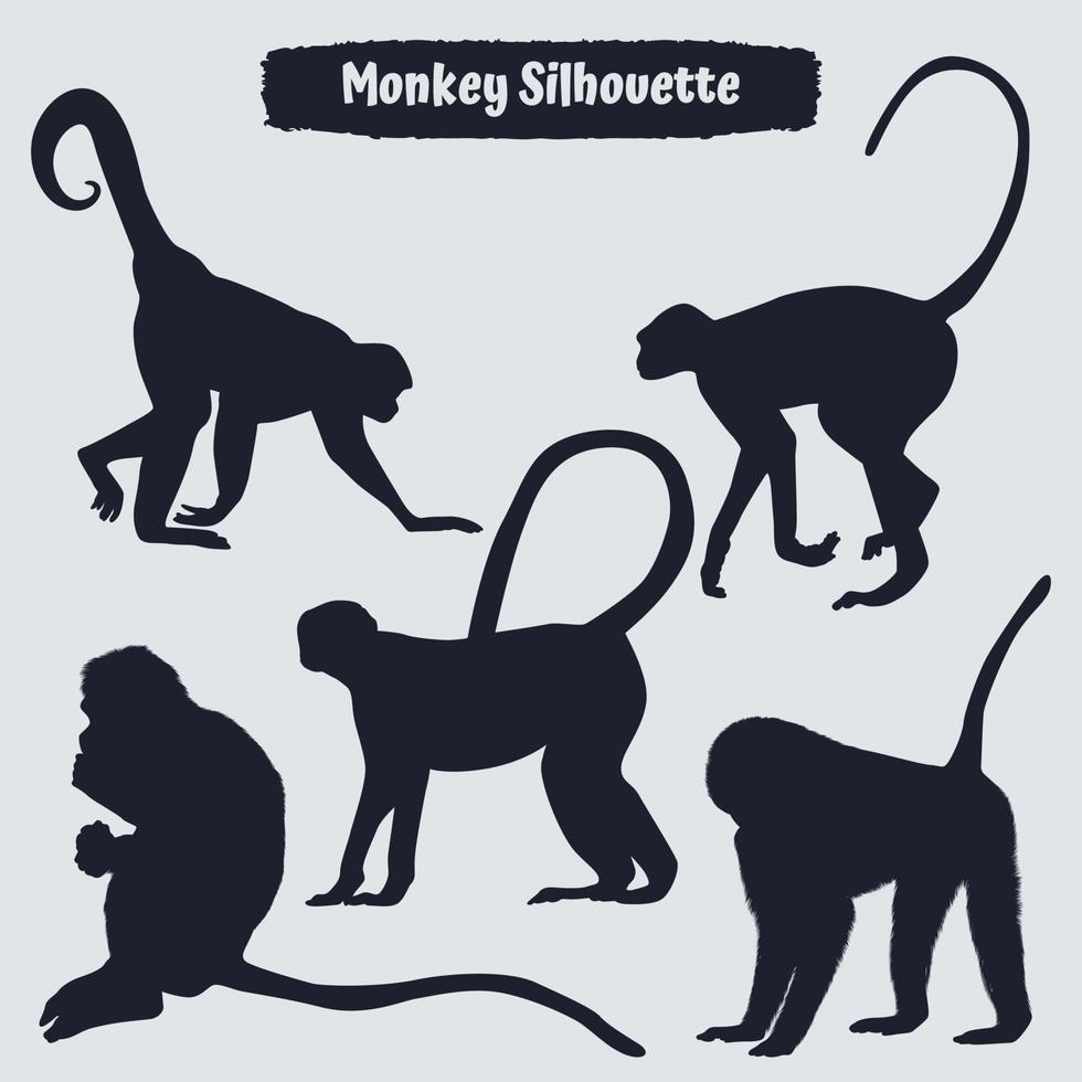 collection de vecteur de silhouettes de singe animal