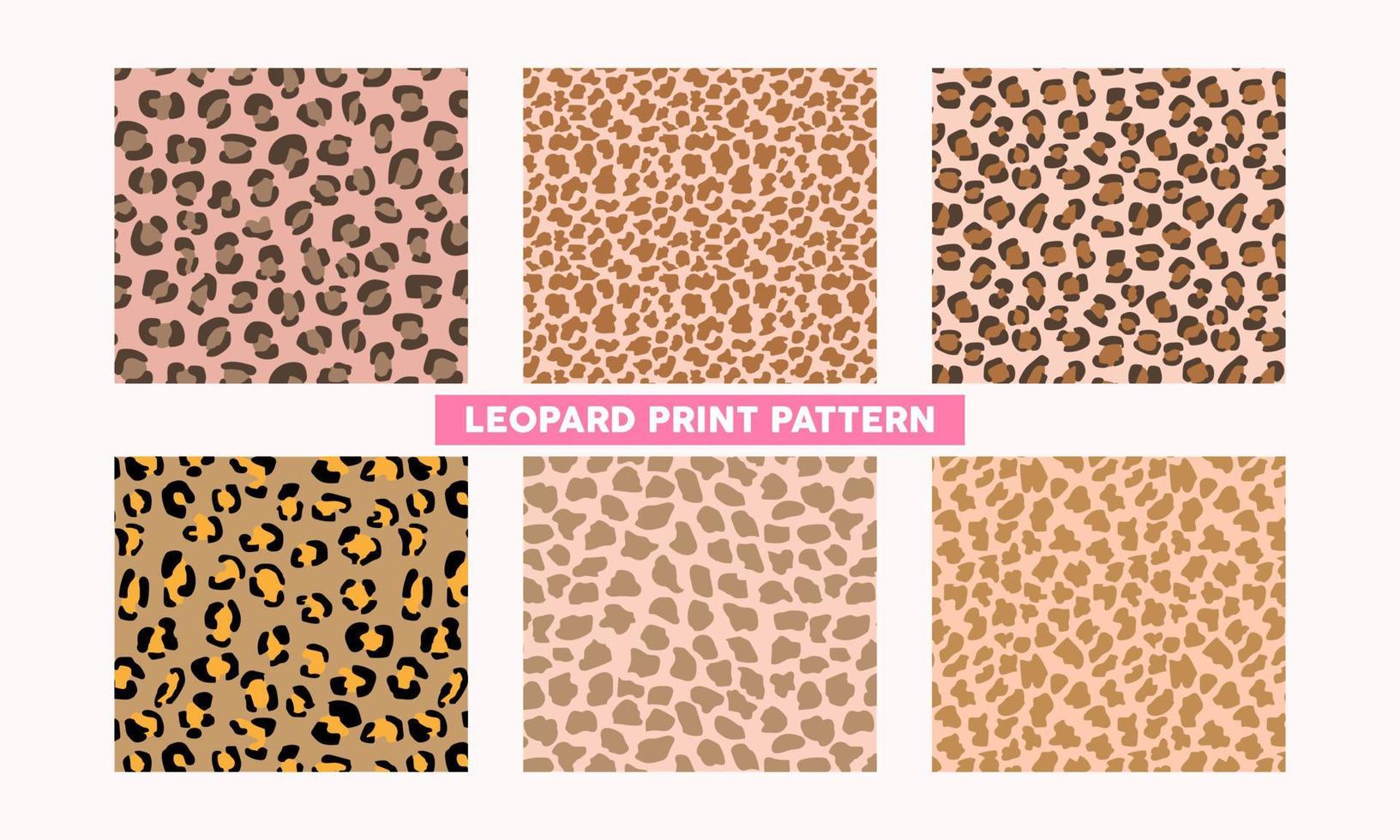 ensemble d'arrière-plans de motif de peau de léopard à la mode vecteur