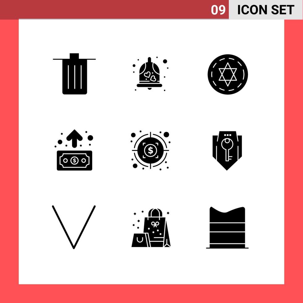 pack d'icônes vectorielles stock de 9 signes et symboles de ligne pour le transfert de bénéfices mariage cloche finance entreprise éléments de conception vectoriels modifiables vecteur