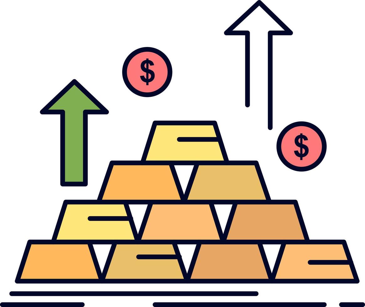 vecteur d'icône de couleur plate de croissance d'argent en espèces de pièce d'or