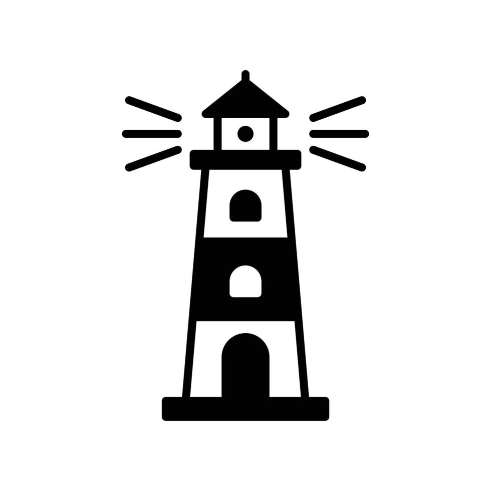 icône de phare pour le signe de navigation en bord de mer ou en eau peu profonde vecteur