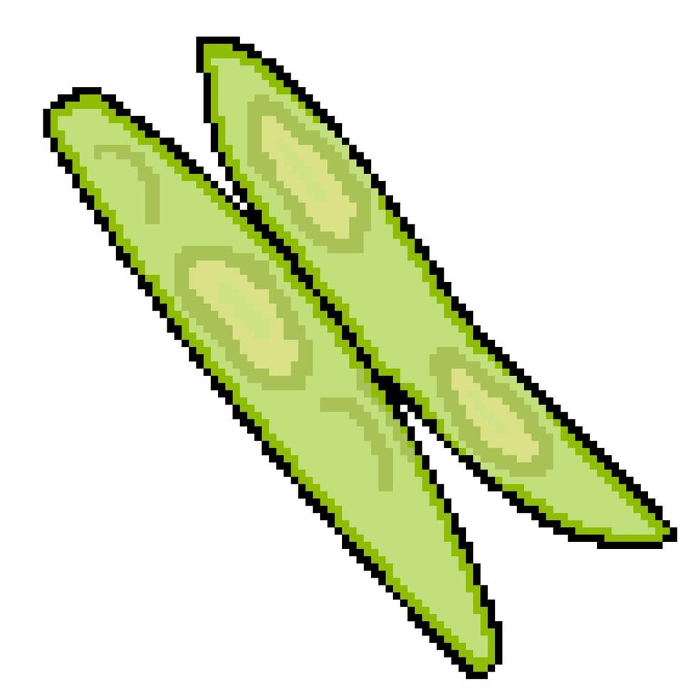 icône pixel bonne nutrition gousses de haricots verts vecteur