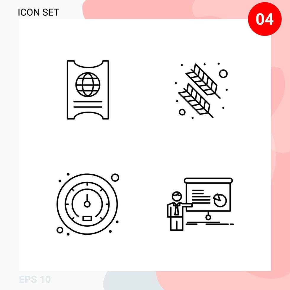 pack vectoriel de 4 icônes dans le pack de contour créatif de style de ligne isolé sur fond blanc pour le web et mobile fond de vecteur d'icône noire créative