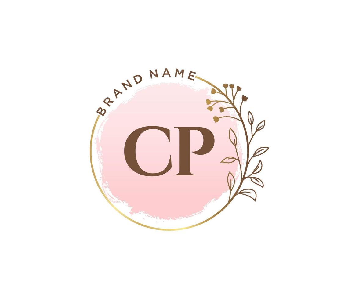 logo féminin cp initial. utilisable pour les logos nature, salon, spa, cosmétique et beauté. élément de modèle de conception de logo vectoriel plat.