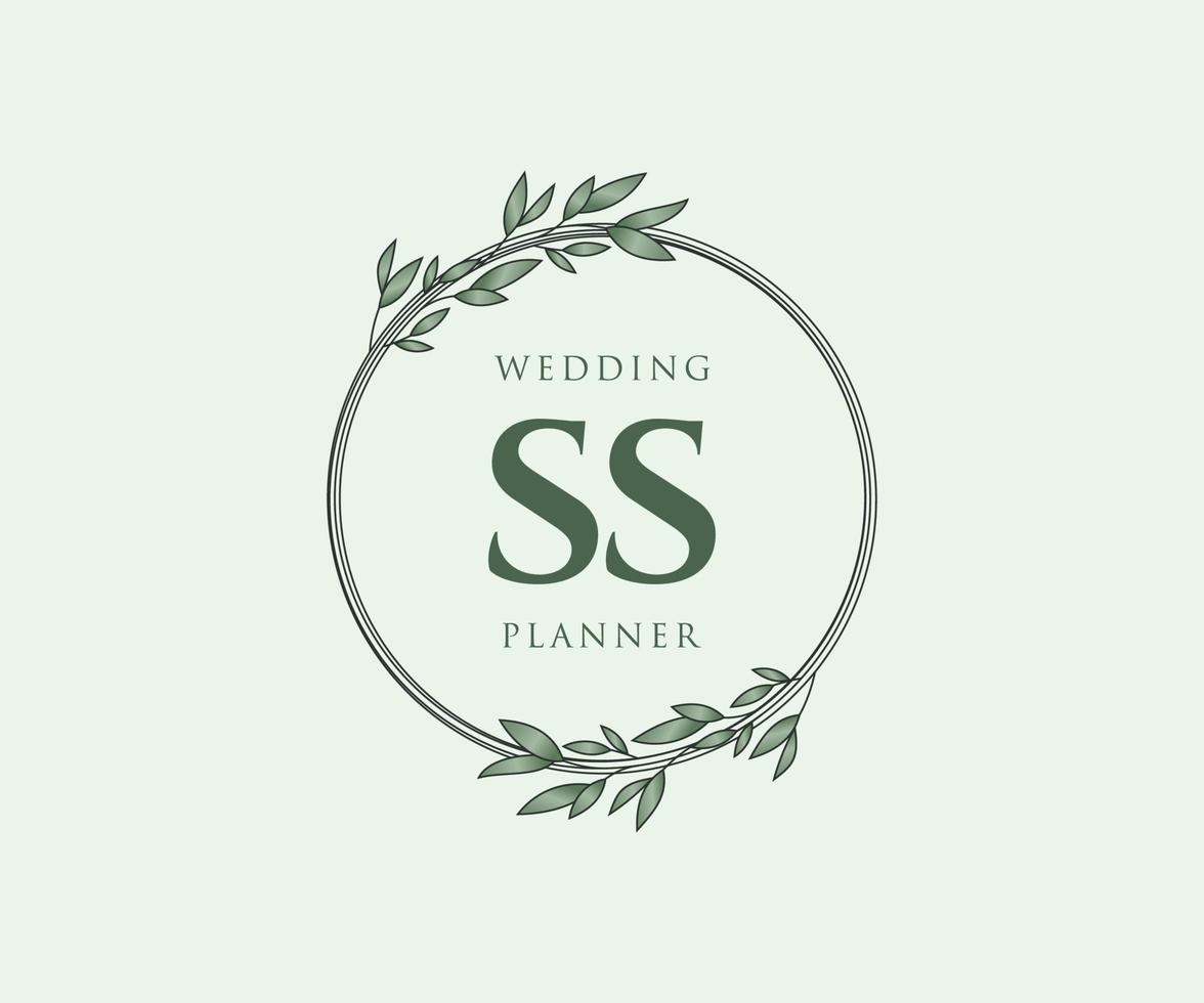 ss initiales lettre mariage monogramme logos collection, modèles minimalistes et floraux modernes dessinés à la main pour cartes d'invitation, réservez la date, identité élégante pour restaurant, boutique, café en image vectorielle vecteur