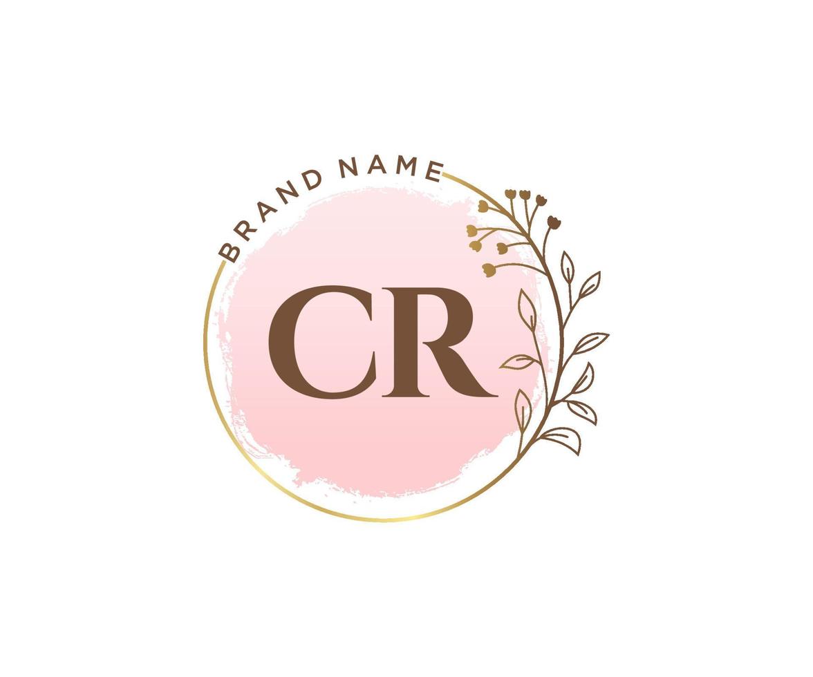 logo féminin cr initial. utilisable pour les logos nature, salon, spa, cosmétique et beauté. élément de modèle de conception de logo vectoriel plat.