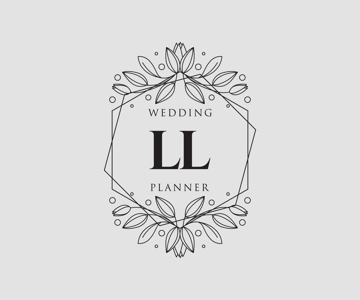 ll initiales lettre collection de logos de monogramme de mariage, modèles minimalistes et floraux modernes dessinés à la main pour cartes d'invitation, réservez la date, identité élégante pour restaurant, boutique, café en image vectorielle vecteur