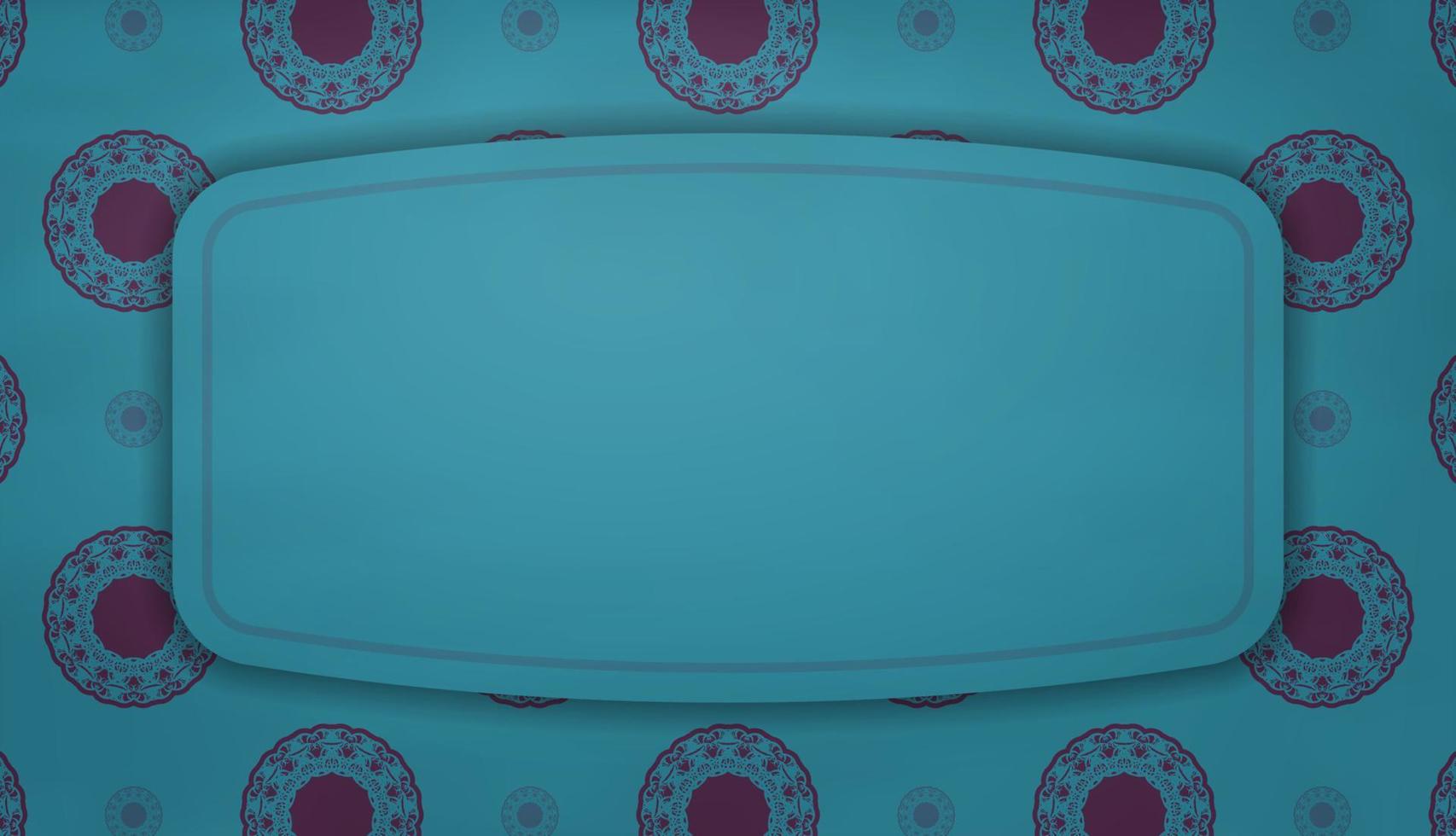 modèle de bannière turquoise avec motif violet vintage pour la conception de logo ou de texte vecteur