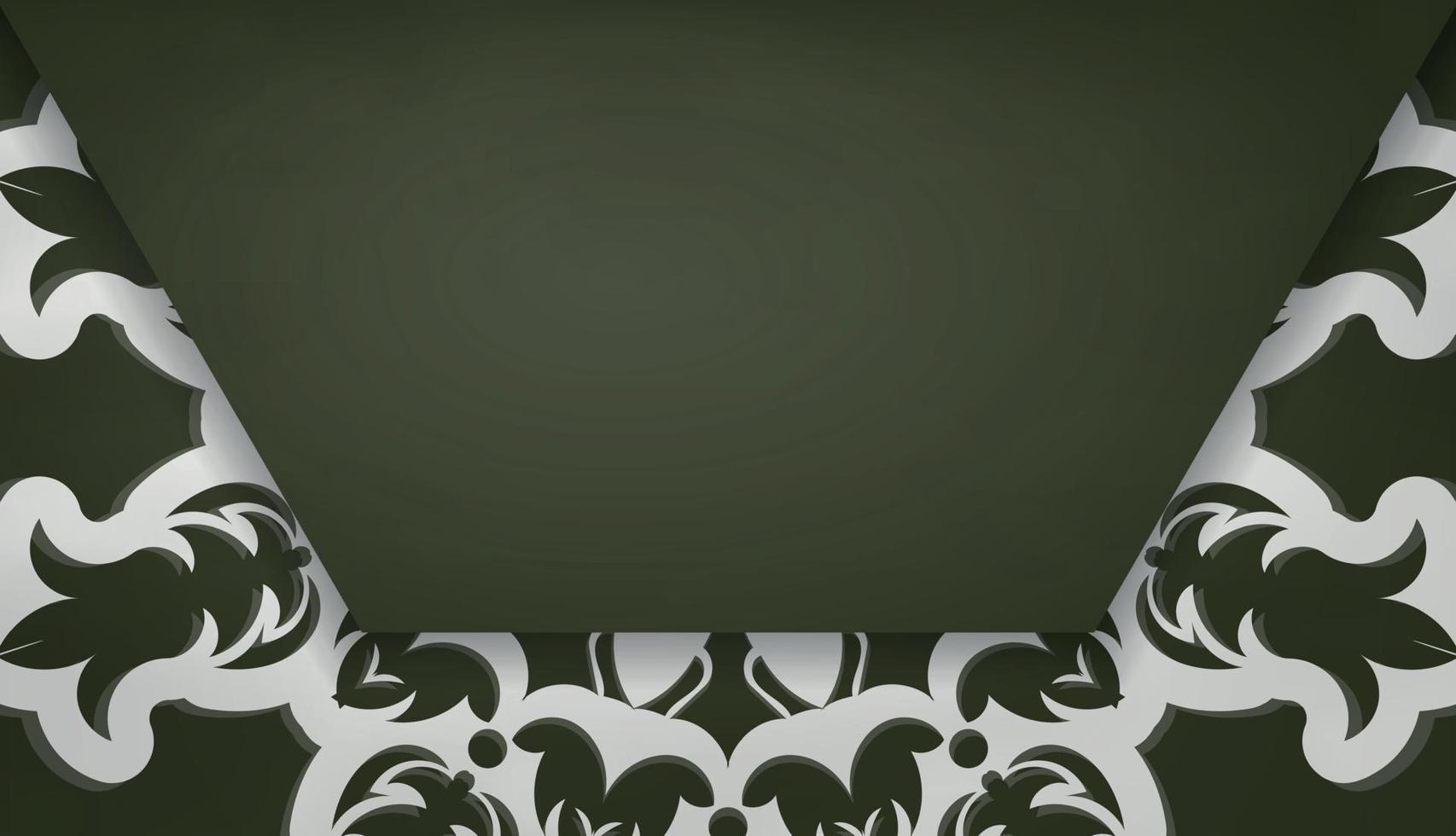 bannière vert foncé avec motif blanc luxueux pour la création de logo vecteur