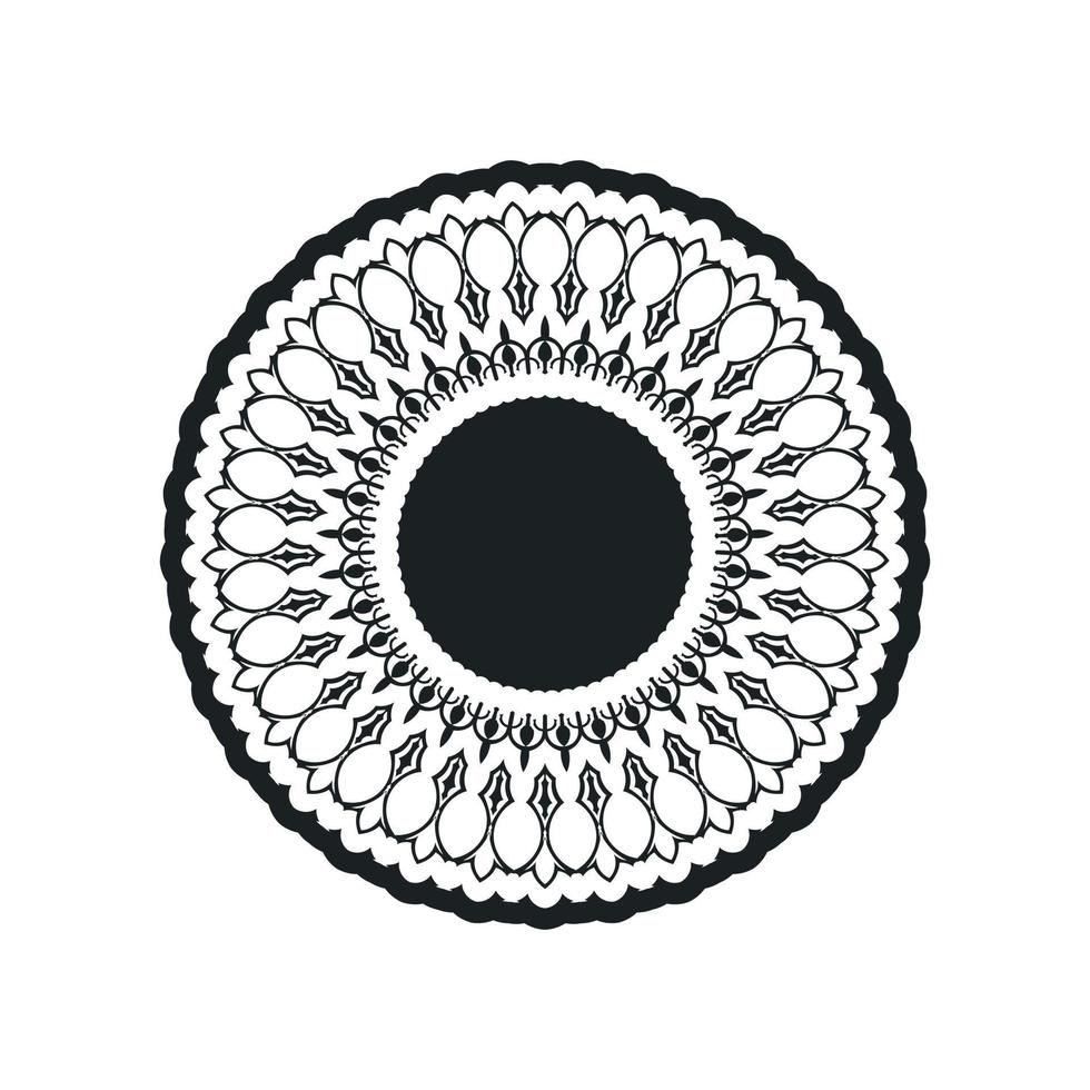 mandala monochrome, motif ethnique noir et blanc, ornement indien rond, impression vintage, pour la méditation, livre de coloriage pour adultes. image vectorielle stock, illustration sur fond blanc, isolé vecteur