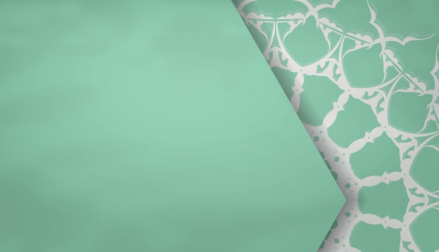 bannière de couleur menthe avec ornement blanc mandala pour la conception sous le logo vecteur