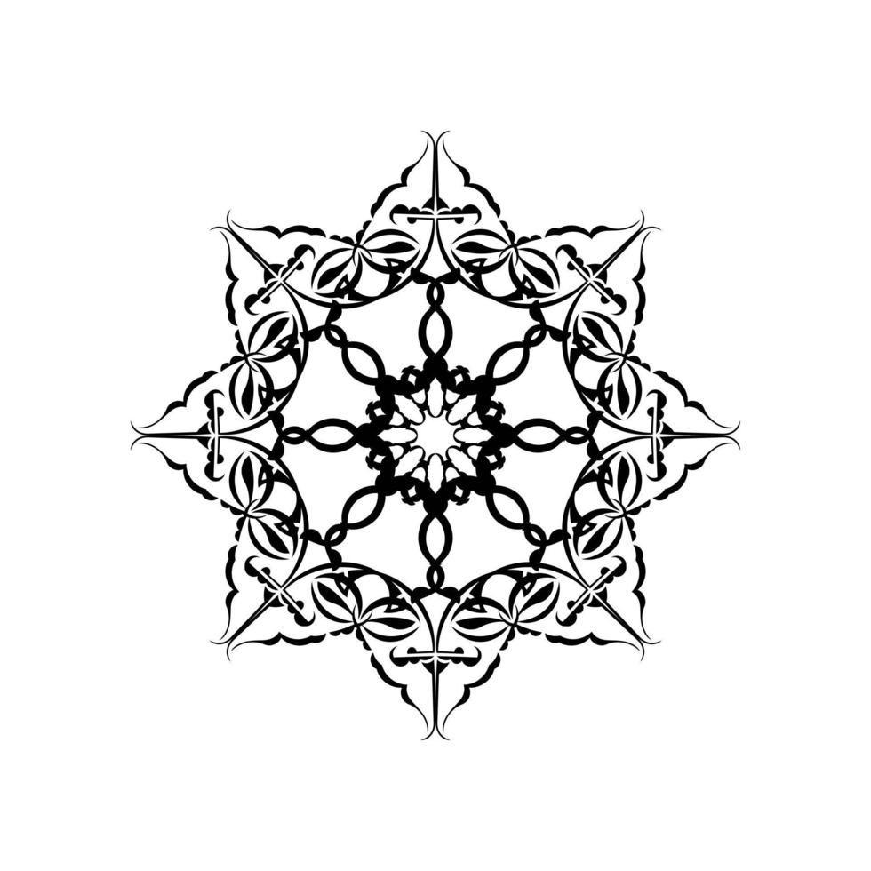 vecteur de mandala noir et blanc isolé sur blanc. élément décoratif circulaire dessiné à la main de vecteur.