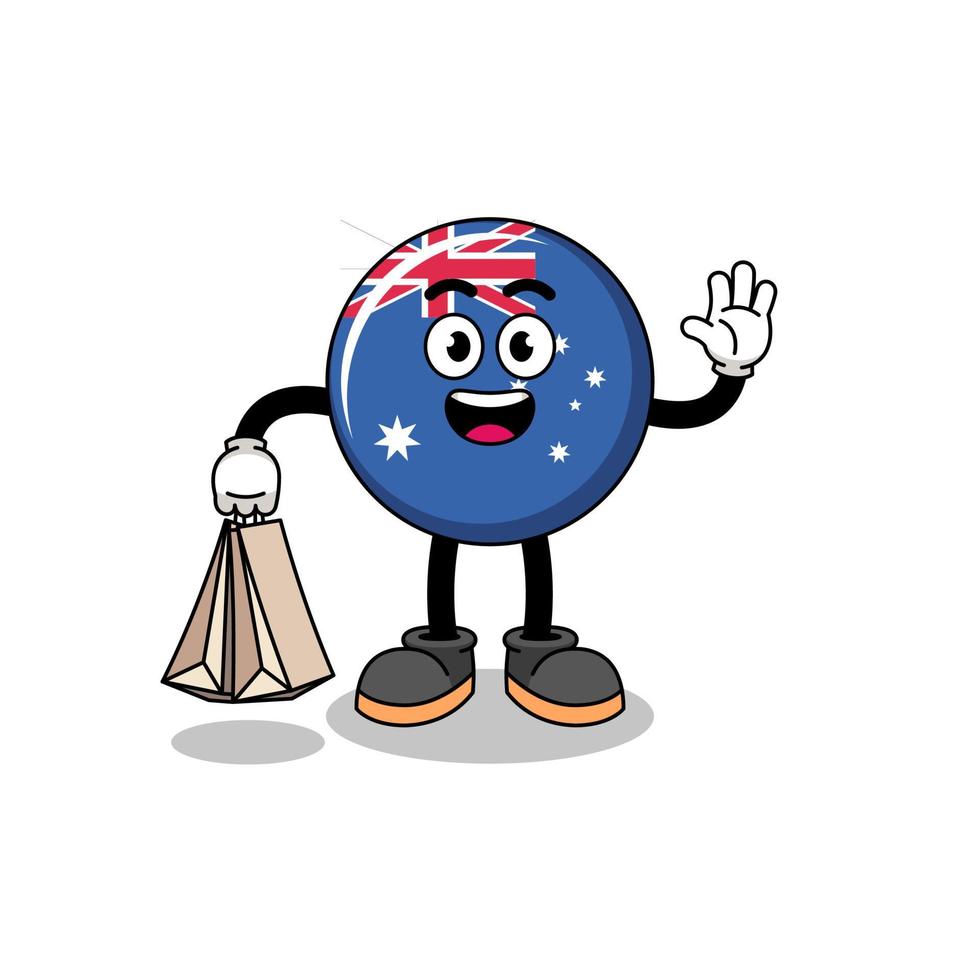 dessin animé du shopping drapeau australien vecteur