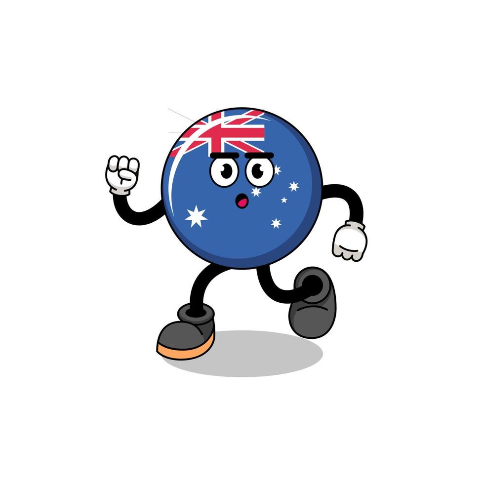 illustration de mascotte de drapeau australie en cours d'exécution vecteur