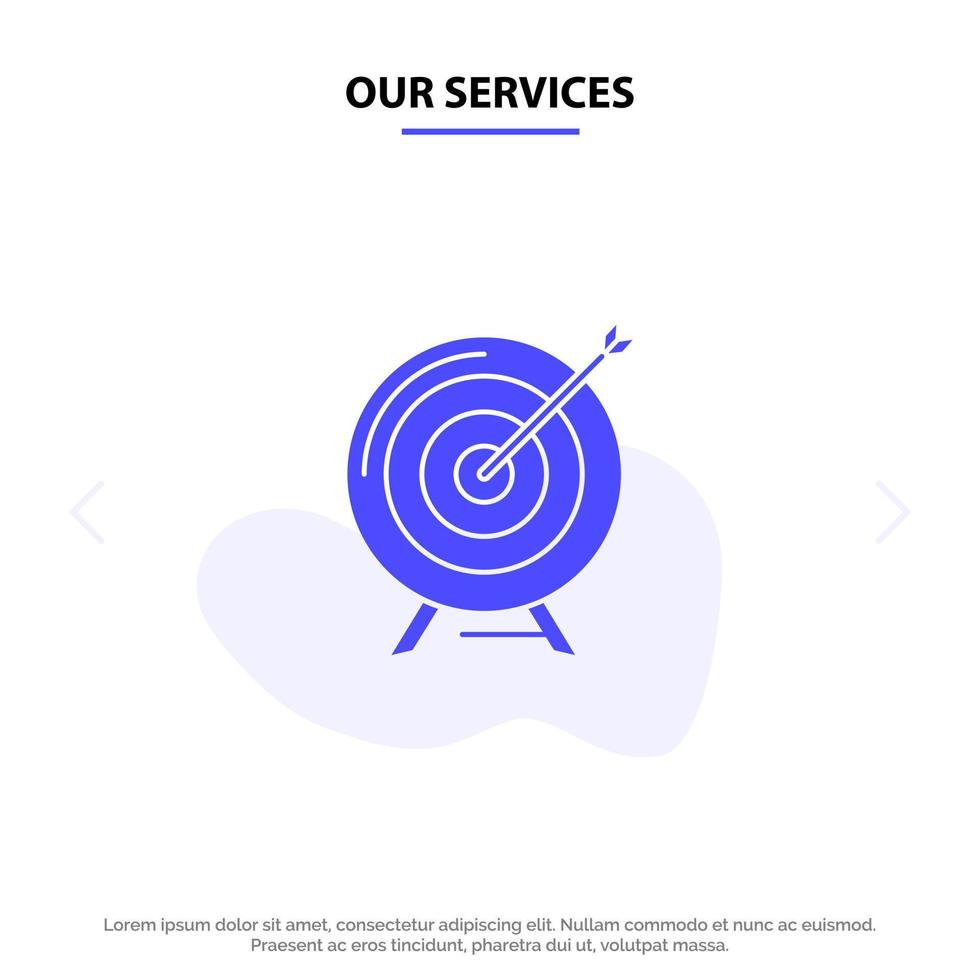 nos services cible objectif archive entreprise objectif mission succès solide glyphe icône modèle de carte web vecteur