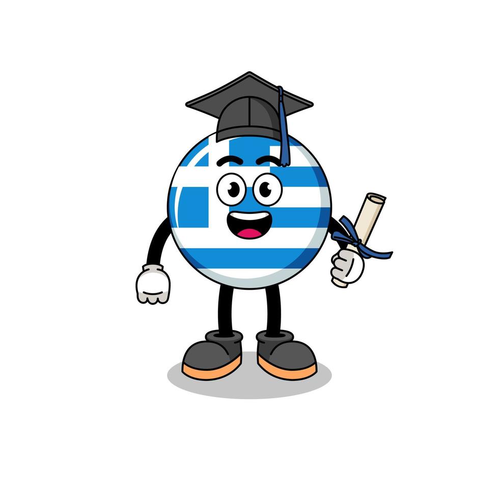 mascotte du drapeau de la grèce avec pose de remise des diplômes vecteur