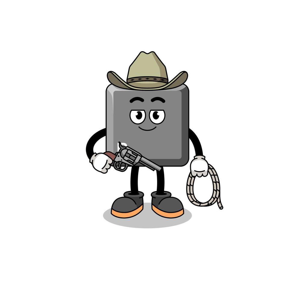 mascotte de personnage de la touche b du clavier en tant que cow-boy vecteur